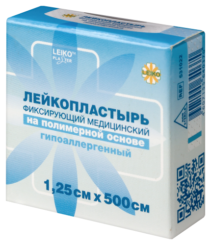 Лейкопластырь leiko (лейко) фиксирующий медицинский на полимерной основе гипоаллергенный 1,25х500 см