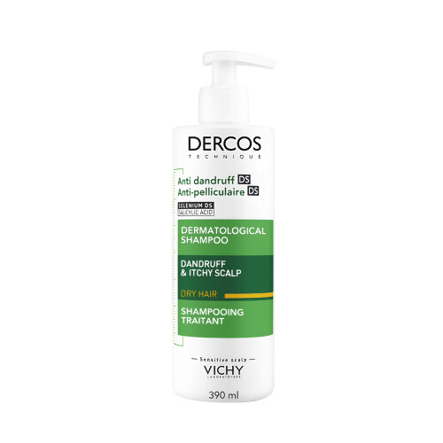 Vichy Dercos Интенсивный шампунь против перхоти, зуда и себореи для сухих волос с селеном и салициловой кислотой, 390 мл