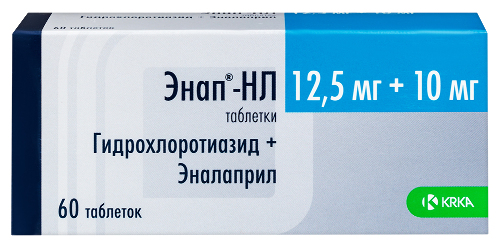 Энап-нл 12,5 мг + 10 мг 60 шт. таблетки