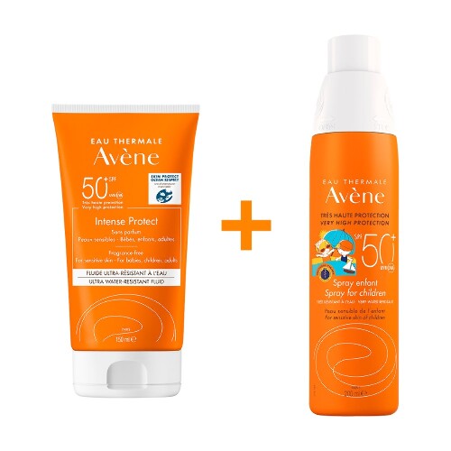Набор AVENE INTENCE PROTECT ФЛЮИД СОЛНЦЕЗАЩИТНЫЙ УЛЬТРА-ВОДОСТОЙКИЙ SPF50+ 150МЛ + AVENE СПРЕЙ СОЛНЦЕЗАЩИТНЫЙ ДЕТСКИЙ SPF50+ ДЛЯ