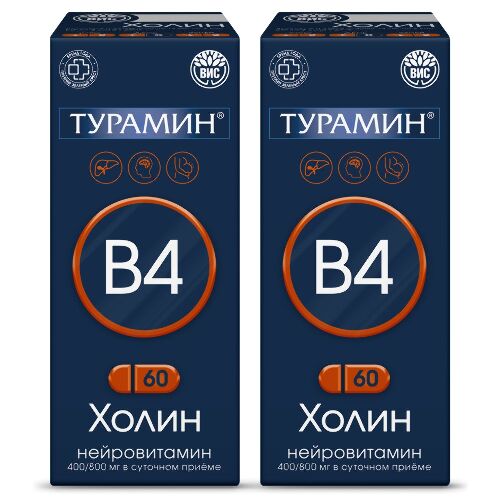 Купить Турамин холин (нейровитамин в 4) 60 шт. капсулы массой 0,73 г в Москве Турамин холин (нейровитамин в 4) 60 шт. капсулы массой 0,73 г