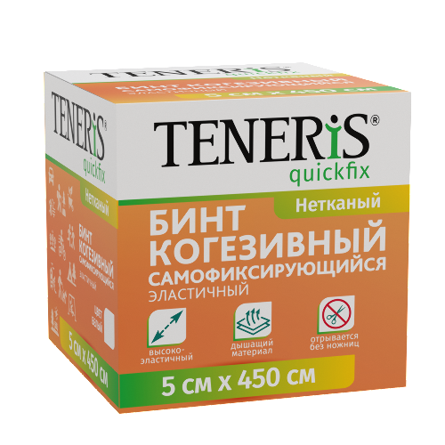 Бинт когезивный самофиксирующийся teneris quickfix на нетканой основе 5 смх4,5 м/белый