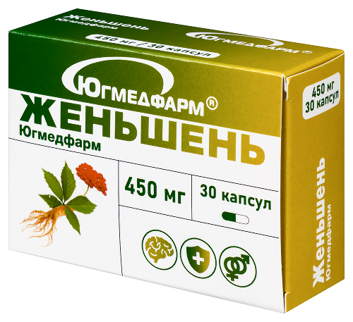 Женьшень 30 шт. капсулы массой 450 мг Югмедфарм