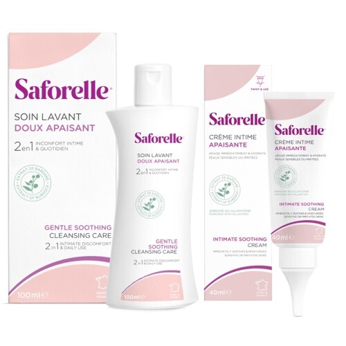 Набор САФОРЕЛЬ гель д/интимной гигиены БЕРЕЖНОЕ ОЧИЩЕНИЕ 100мл + САФОРЕЛЬ крем-эмолент УВЛАЖНЯЮЩИЙ 40мл