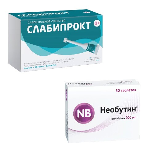 Набор для лечения запора Слабипрокт 12 шт. + Необутин таб. 200 мг №30