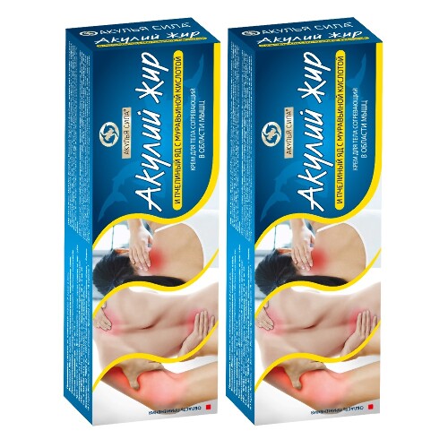 Набор Аптечка Акулий жир Акулья сила: Крем для спины и поясницы с пчелиным ядом и муравьиной к-той - 2 уп. со скидкой