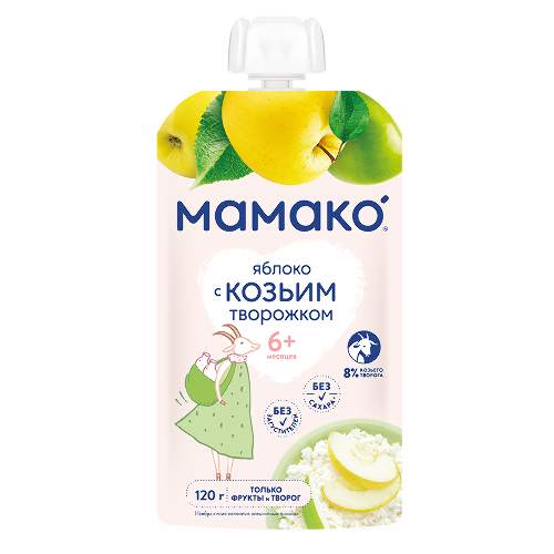 Мамако пюре яблоко с козьим творожком 120 гр