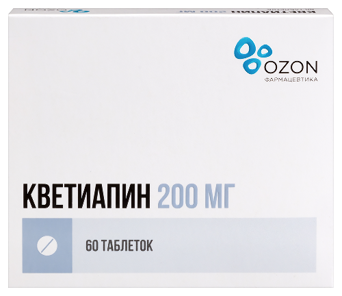 Кветиапин 200 мг 60 шт. таблетки, покрытые пленочной оболочкой