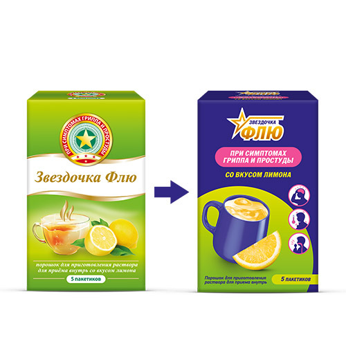 Купить Звездочка флю порошок для приготовления раствора для приема внутрь пакет 5 шт. 15 гр вкус лимон цена