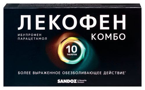 Лекофен комбо 200 мг + 500 мг10 шт. таблетки, покрытые пленочной оболочкой