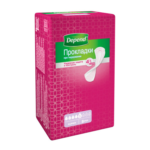 DEPEND ПРОКЛАДКИ ДЛЯ ЖЕНЩИН ПРИ НЕДЕРЖАНИИ SUPER N8