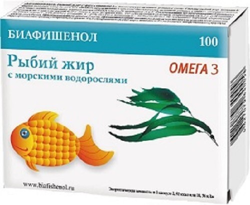Купить РЫБИЙ ЖИР БИАФИШЕНОЛ С МОРСКИМИ ВОДОР N100 КАПС цена