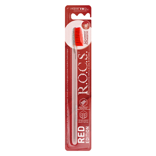 Rocs зубная щетка red edition средняя