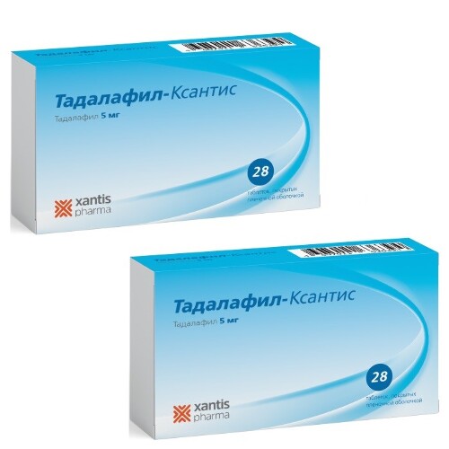 Набор 2-х упаковок Тадалафил-Ксантис 5мг №28 со скидкой! - цена 999 руб., купить в интернет аптеке в Алексеевке Набор 2-х упаковок Тадалафил-Ксантис 5мг №28 со скидкой! , инструкция по применению
