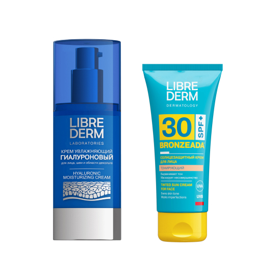 Набор Librederm Бронзиада крем тонирующий SPF30 + крем гиалуроновый д/лица