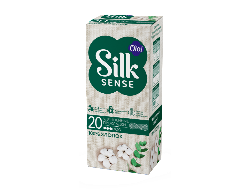 Ola silk sense cotton прокладки ежедневные удлиненные с хлопковой поверхностью 20 шт.