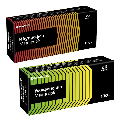 Набор ИБУПРОФЕН МЕДИСОРБ 0,2 N20 КАПС +УМИФЕНОВИР МЕДИСОРБ 0,1 МГ №20 КАПС