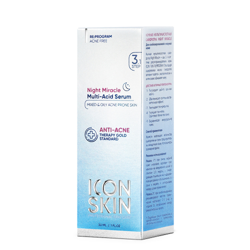 Icon skin сыворотка ночная мультикислотная night miracle 30 мл
