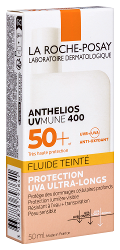 La roche-posay anthelios uvmune 400 флюид солнцезащитный тонирующий для лица spf50+/ppd42 50 мл
