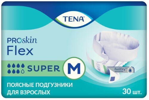 Купить Tena flex super подгузники для взрослых m обхват талии/бедер до 102 см 30 шт. цена