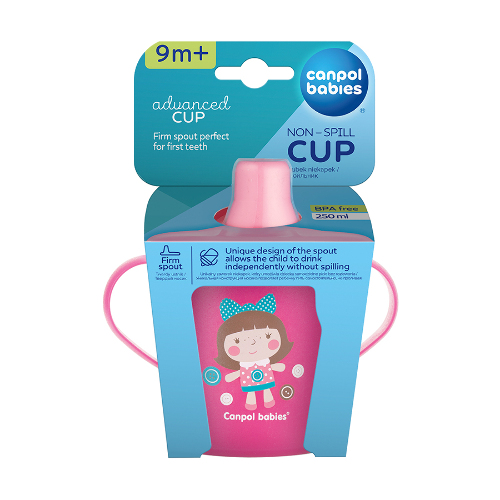 Canpol babies поильник-непроливайка toys 250 мл 9+/розовый