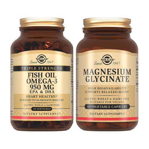 Набор <em>Solgar</em> Тройная омега-3 950мг ЭПК и ДГК №50 капс + Глицинат магния №60 со скидкой