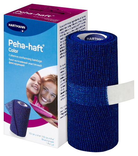 Бинт peha-haft color 10 смх4 м/синий когезивный эластичный фиксирующий