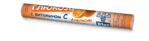 Блок глюкоза с витамином с 18 шт. таблетки жевательные массой 2,33 г/апельсин/