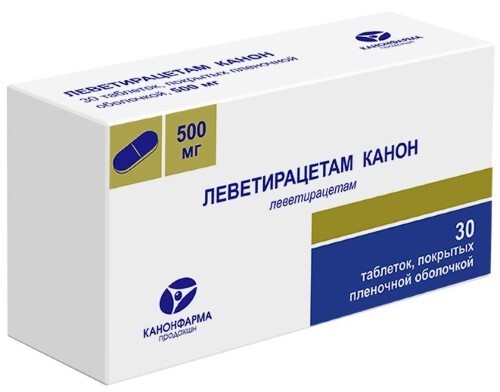 Купить Леветирацетам канон 500 мг 30 шт. таблетки, покрытые пленочной оболочкой цена