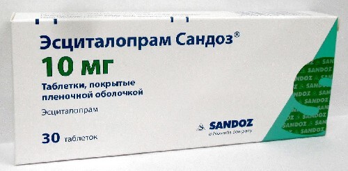 Эсциталопрам сандоз 10 мг 30 шт. таблетки, покрытые пленочной оболочкой