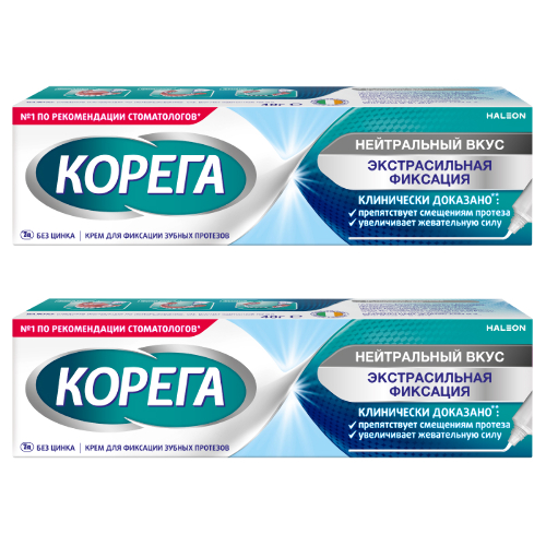 Набор Корега крем для фиксации зубных протезов нейтральный вкус 40,0 со скидкой 30% на вторую упаковку