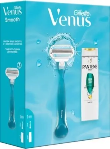 GILLETTE НАБОР /VENUS БРИТВА СО СМЕННОЙ КАССЕТОЙ N1+ШАМПУНЬ PANTENE PRO-V AQUA LIGHT 250МЛ/