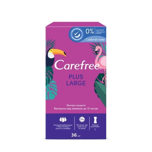 Купить Carefree plus large прокладки ежедневные экстра защита большой размер 36 шт. цена