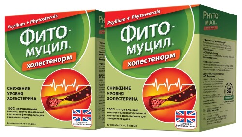 Набор из 2-х упаковок ФИТОМУЦИЛ ХОЛЕСТЕНОРМ пакеты 30шт.