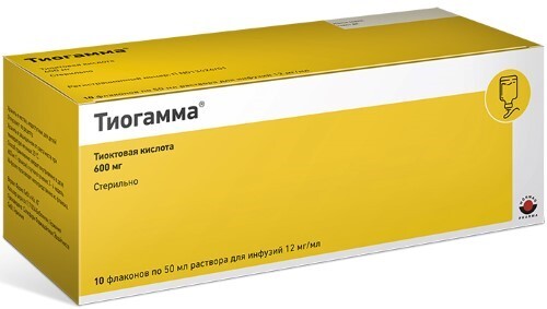 Тиогамма 12 мг/мл раствор для инфузий 50 мл флакон 10 шт.