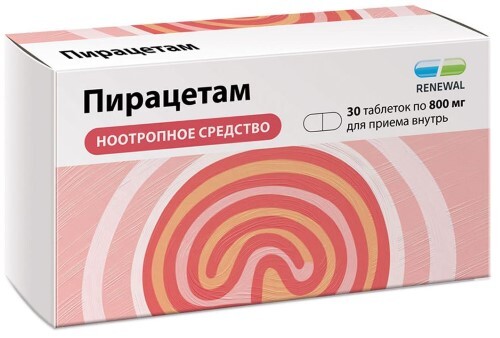 Пирацетам 800 мг 30 шт. таблетки, покрытые пленочной оболочкой
