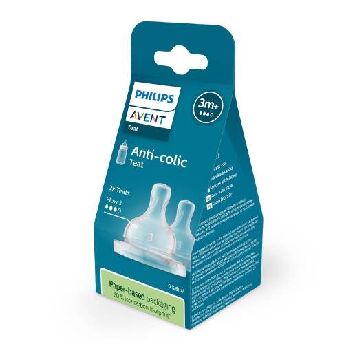 Avent соска поток средний Anti-Colic 3+ 2 шт. SCY763/02