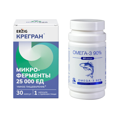 Набор Erzig Крегран 25000 ед №30 + Омега-3 90% №60