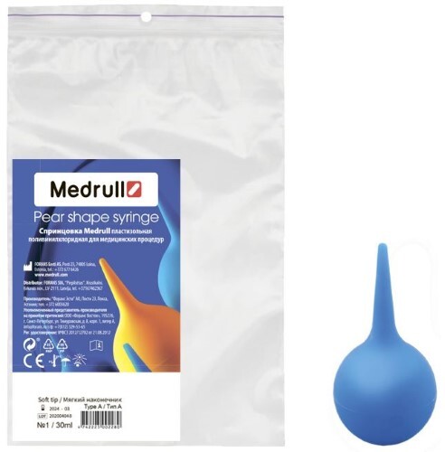 Купить Спринцовка medrull пластизольная поливинилхлоридная с мягким наконечником а-1 35 мл в индивидуальной упаковке цена