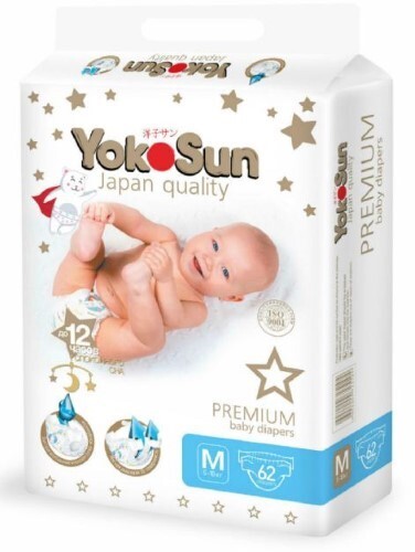 Купить Yokosun premium подгузники m/5-10 кг/ 62 шт. цена