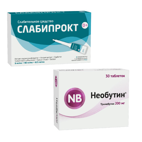 Набор для лечения запора Слабипрокт 4 шт. + Необутин таб. 200 мг №30  