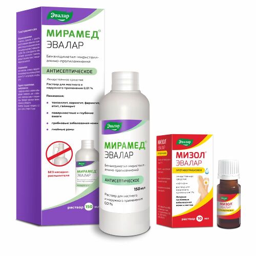 Набор Комплекс: МИРАМЕД ЭВАЛАР 0,01% 150мл раствор для местного и наружного применения + МИЗОЛ ЭВАЛАР 1% 10мл раствор для наружн