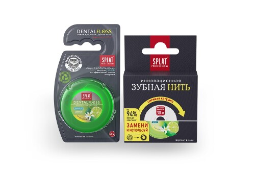 НАБОР ЗУБНАЯ НИТЬ ОБЪЕМ БЕРГ/ЛАЙМ 30М И СМЕННАЯ КАТУШКА