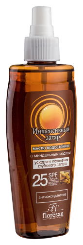Floresan масло водостойкое интенсивный загар spf 25 150 мл