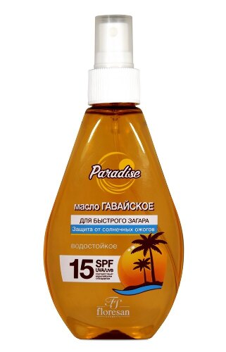 Floresan масло для быстрого загара "гавайское" spf 15 160 мл
