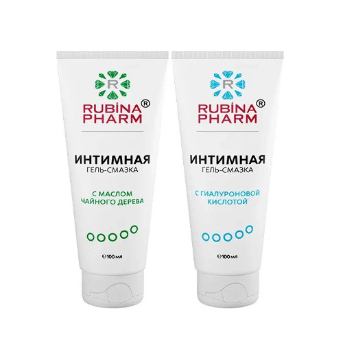 Набор из 2х интимных гель-смазок Rubinapharm со скидкой: с гиалуроновой кислотой + с маслом чайного дерева