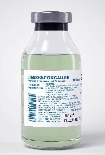 Купить Левофлоксацин 0,005/мл 1 шт. бутылка раствор для инфузий 100 мл цена