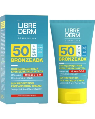 Librederm bronzeada солнцезащитный крем spf50 с омега 3-6-9 и термальной водой 150 мл