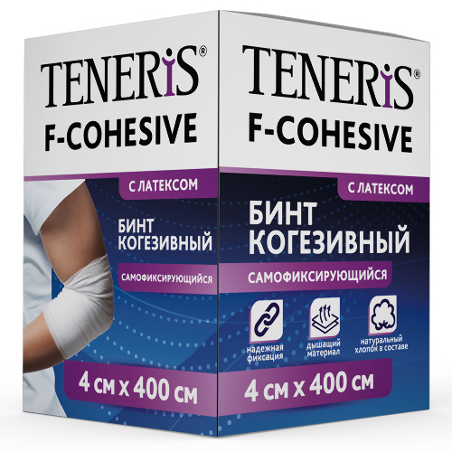 Бинт когезивный самофиксирующийся teneris на тканевой основе с латексом 4 смх4 м