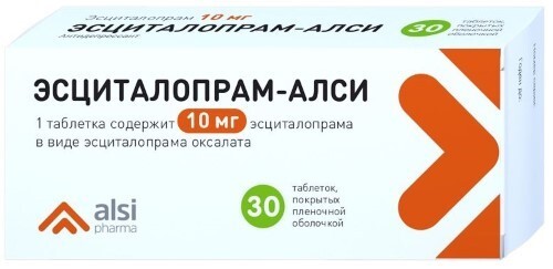 Купить Эсциталопрам-алси 10 мг 30 шт. таблетки, покрытые пленочной оболочкой цена